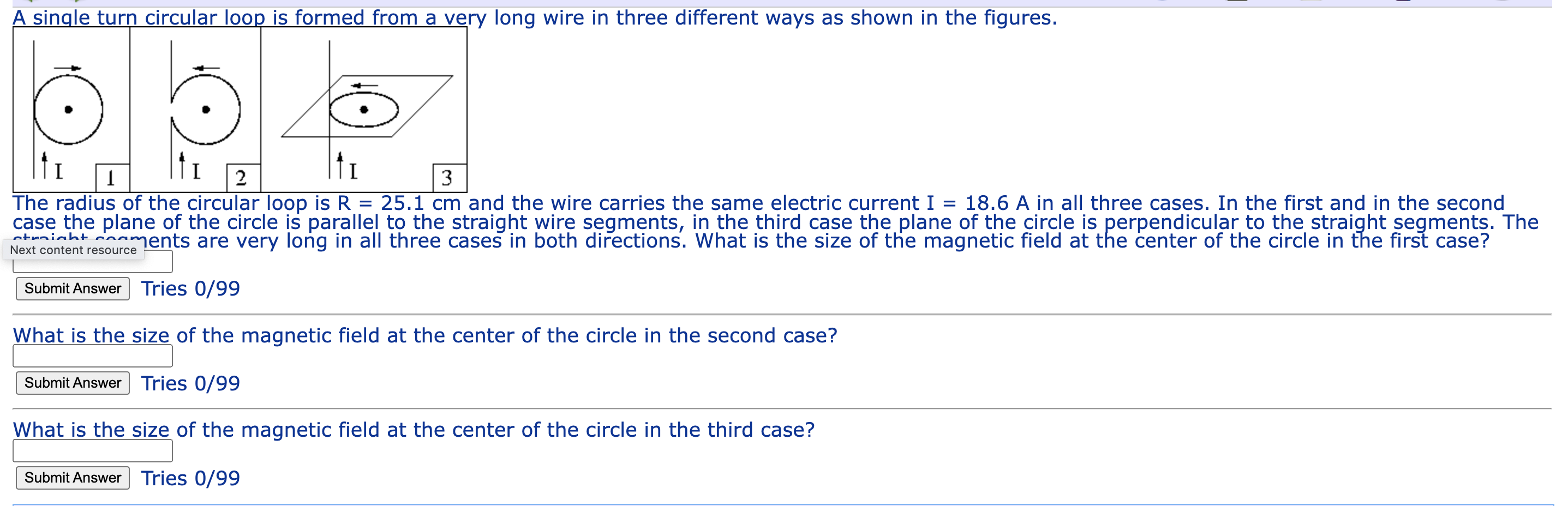 Solved A single turn circular loop is formed from a very | Chegg.com
