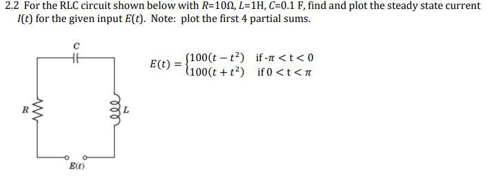 Solved For the RLC circuit shown below with R=10Ω, L=1H, | Chegg.com
