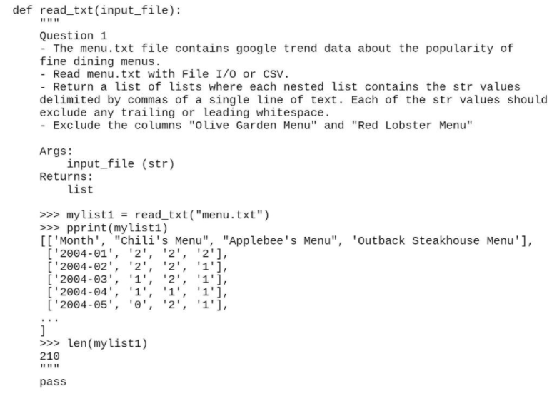 Solved Write Python Code For The Following Function