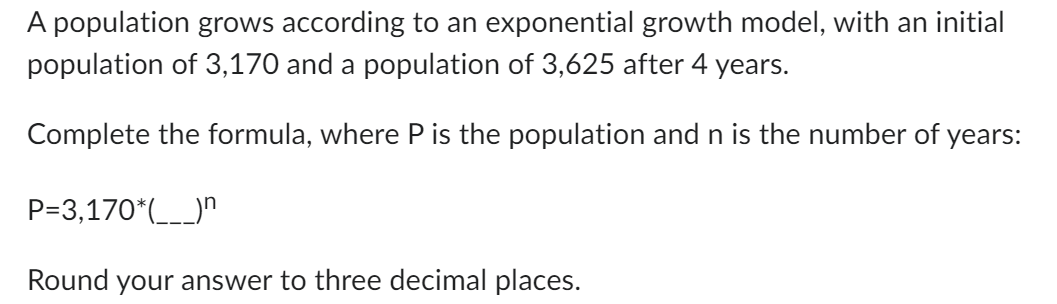 Solved A population grows according to an exponential growth | Chegg.com
