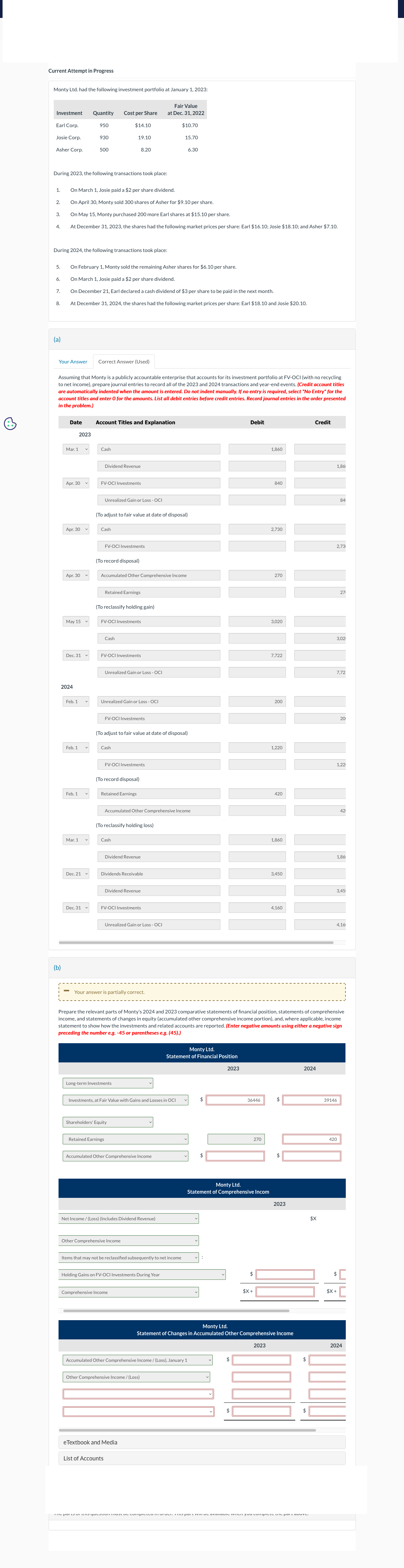 Monty Ltd. had the following investment portfolio at