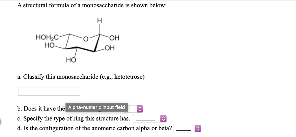 Solved A structural formula of a monosaccharide is shown | Chegg.com