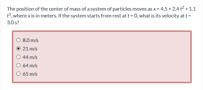 Solved The position of the center of mass of a system of | Chegg.com