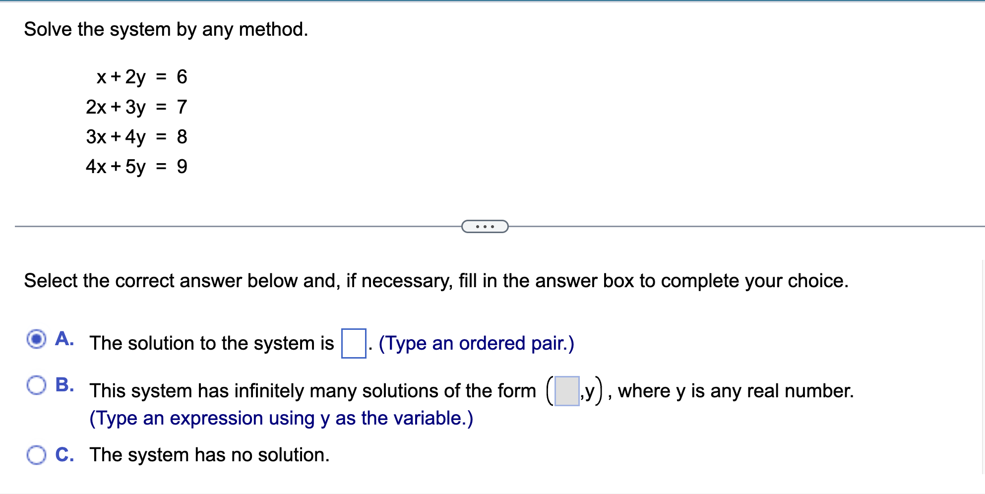 Solved Solve the system by any method. | Chegg.com