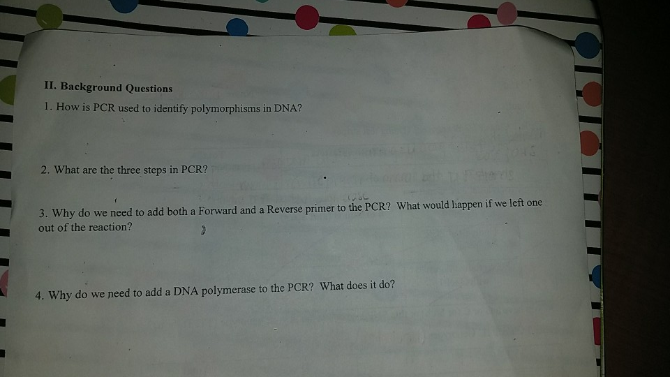 Solved II. Background Questions 1. How is PCR used to | Chegg.com