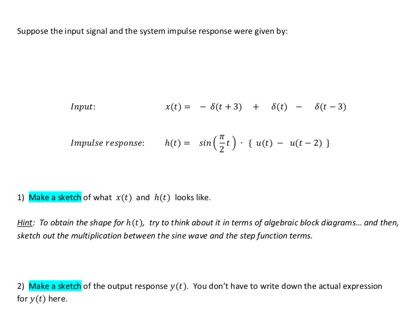 Solved Suppose the input signal and the system impulse | Chegg.com