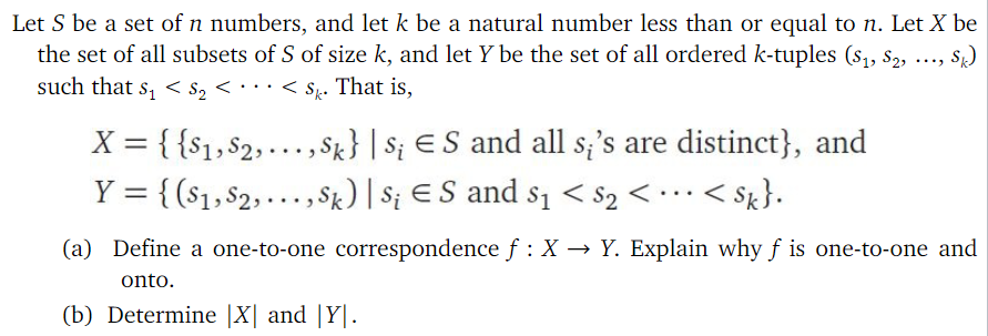 Solved Let S ﻿be a set of n ﻿numbers, and let k ﻿be a | Chegg.com