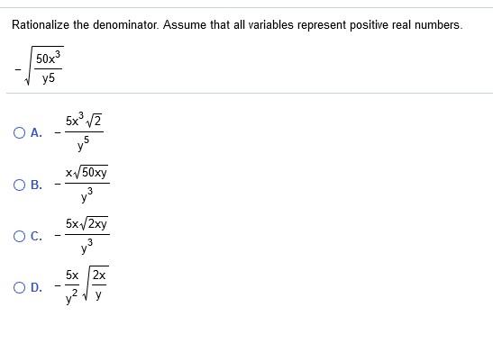 Rationalize The Denominator Assume That All Chegg 