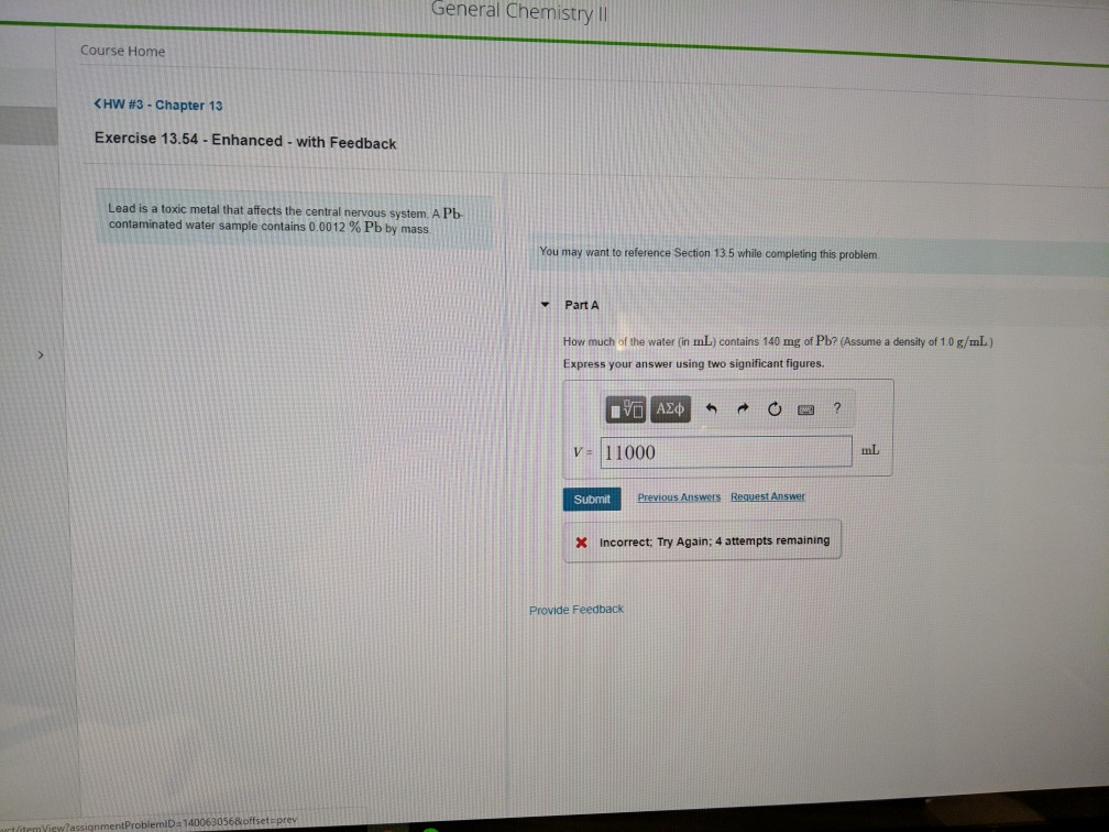 Solved General Chemistry II Course Home | Chegg.com