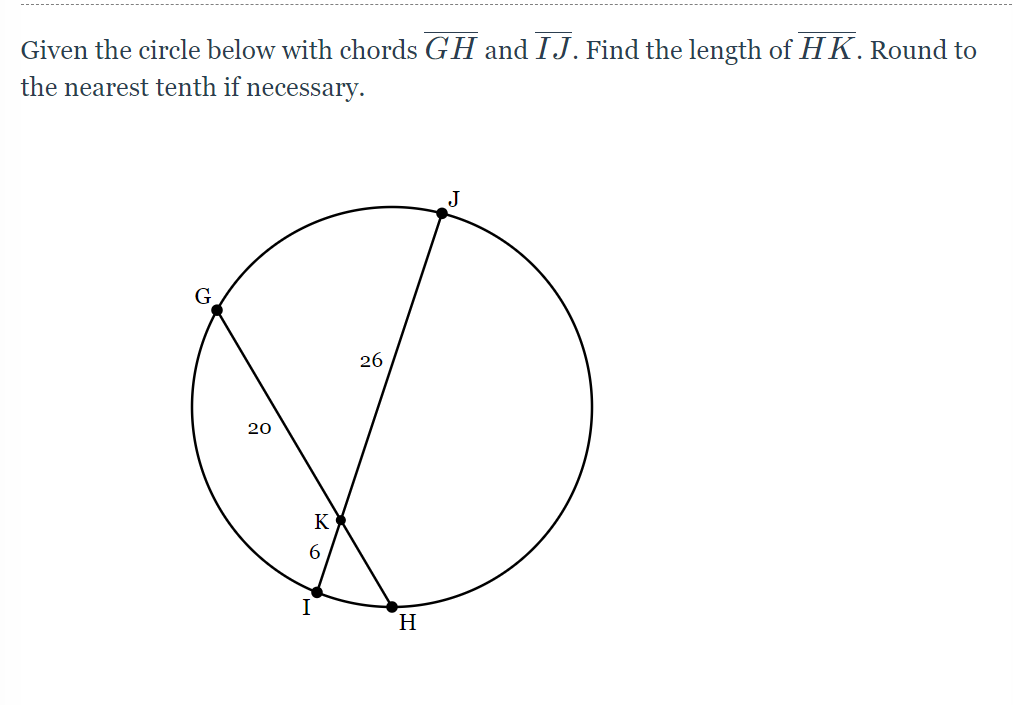 Solved Given the circle below with chords GH and IJ. Find | Chegg.com