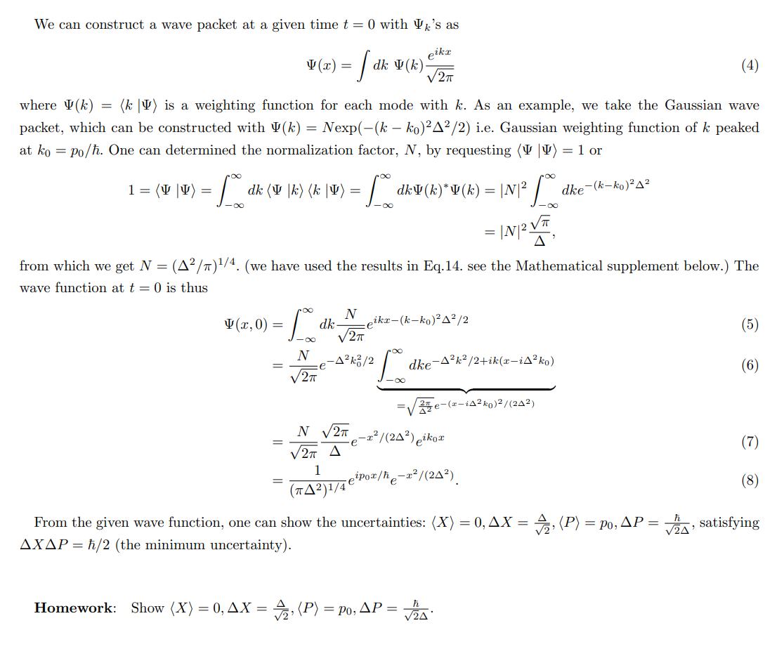 Solved We can construct a wave packet at a given time t=0 | Chegg.com
