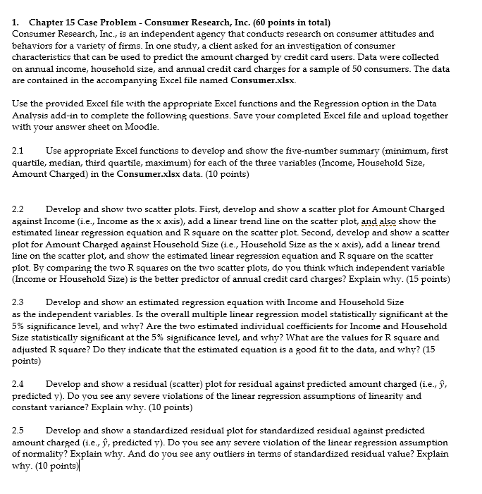 Solved 1. Chapter 15 Case Problem - Consumer Research, Inc. | Chegg.com