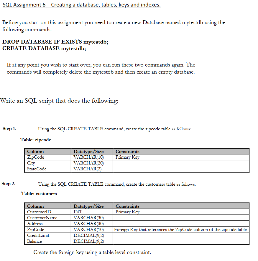 Solved Write an SQL script that does the following: Step 1. | Chegg.com