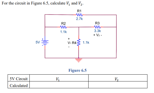 Solved For the circuit in Figure 6.5, calculate V1 and V2. | Chegg.com