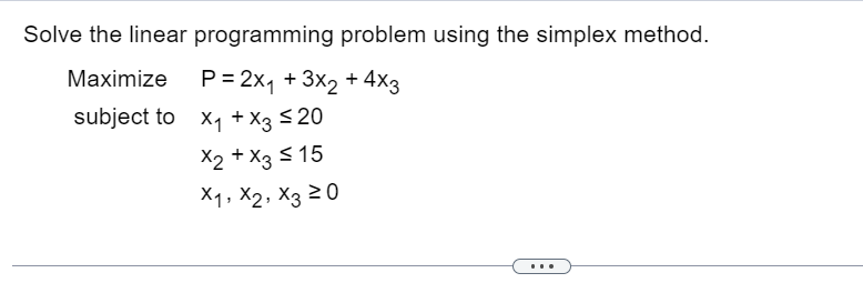 Solved Solve the linear programming problem using the | Chegg.com