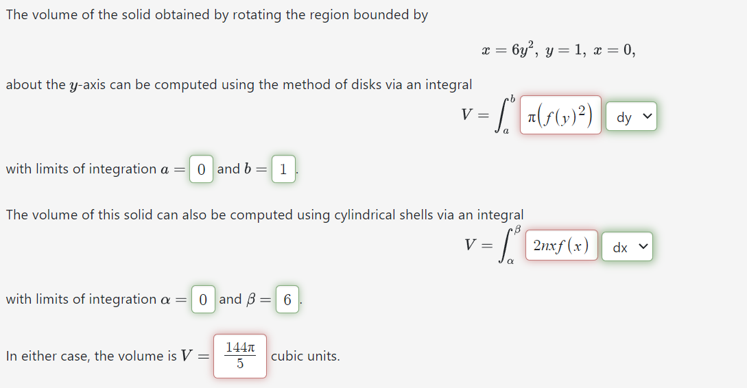 Solved The volume of the solid obtained by rotating the | Chegg.com