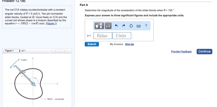 Solved The rod OA rotates counterclockwise with a constant | Chegg.com