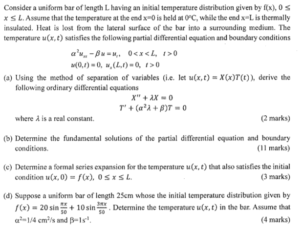 Solved Consider a uniform bar of length L having an initial | Chegg.com