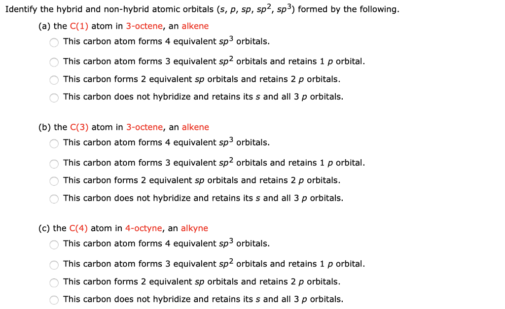Solved Identify the hybrid and non-hybrid atomic orbitals | Chegg.com