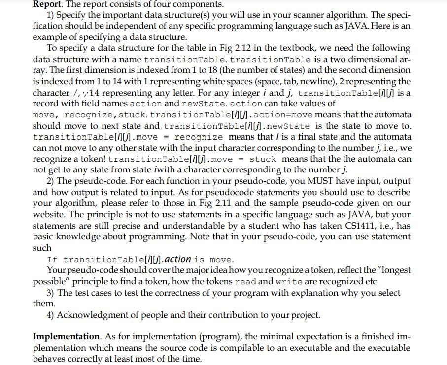 Report. The report consists of four components. 1) | Chegg.com