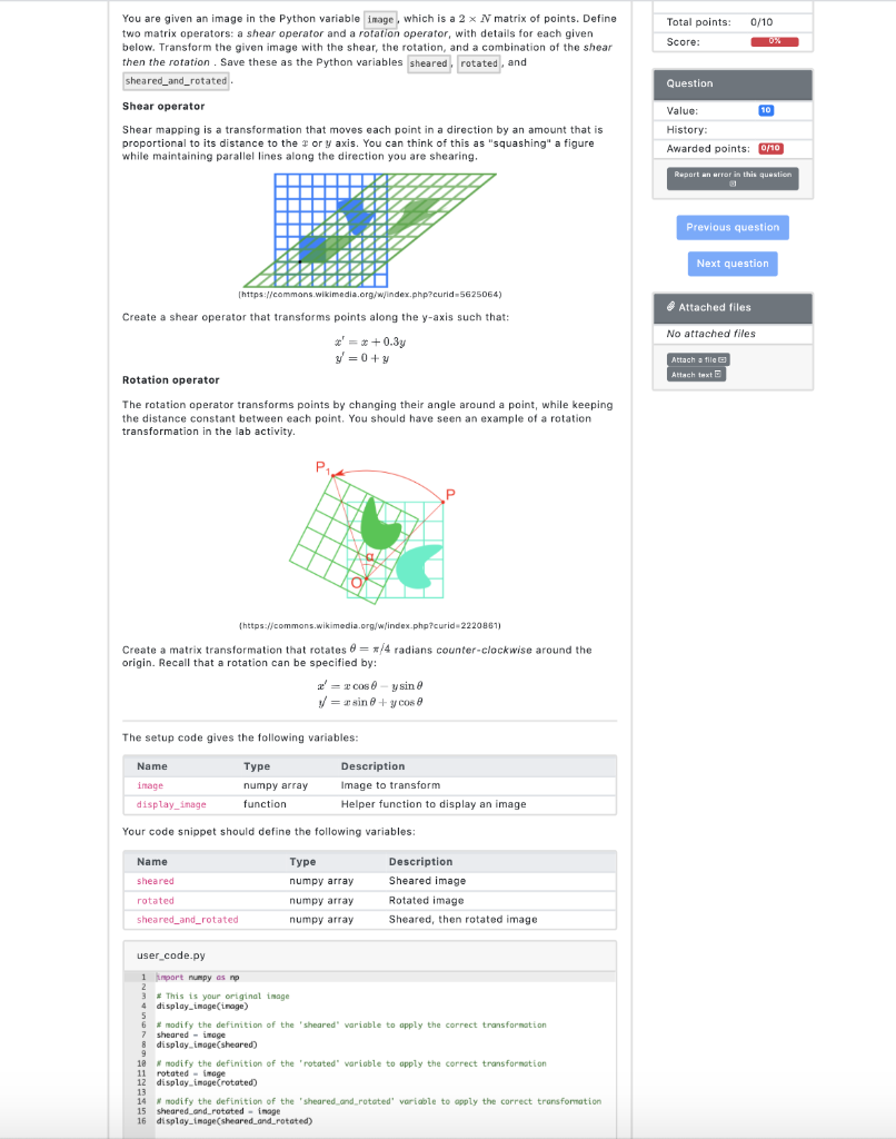 please help with my linear algebra python hw :) you | Chegg.com