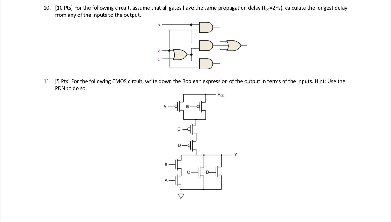 Solved 10. [10 Pts] For the following circuit, assume that | Chegg.com