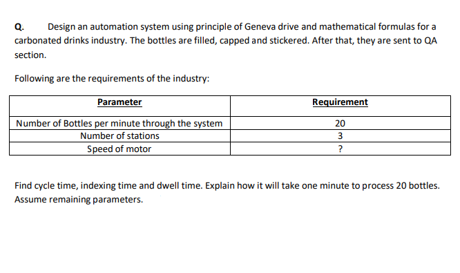 Solved Q. Design an automation system using principle of | Chegg.com