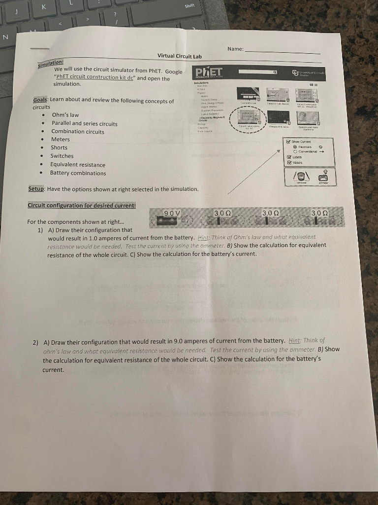 Solved Shift 1 ? N Name: Virtual Circuit Lab Simulation: We | Chegg.com