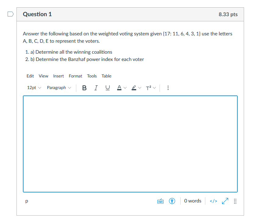 Solved Question 1 8.33 pts Answer the following based on the | Chegg.com