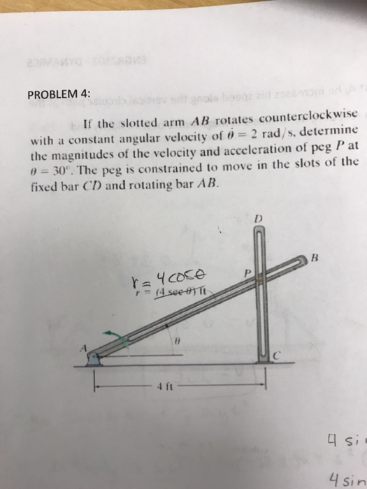 Solved PROBLEM 4 If The Slotted Arm AB Rotates | Chegg.com