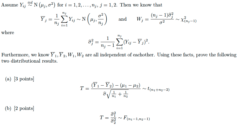 Solved Assume Yij Iid N 44 02 For I 1 2 Nj Chegg Com