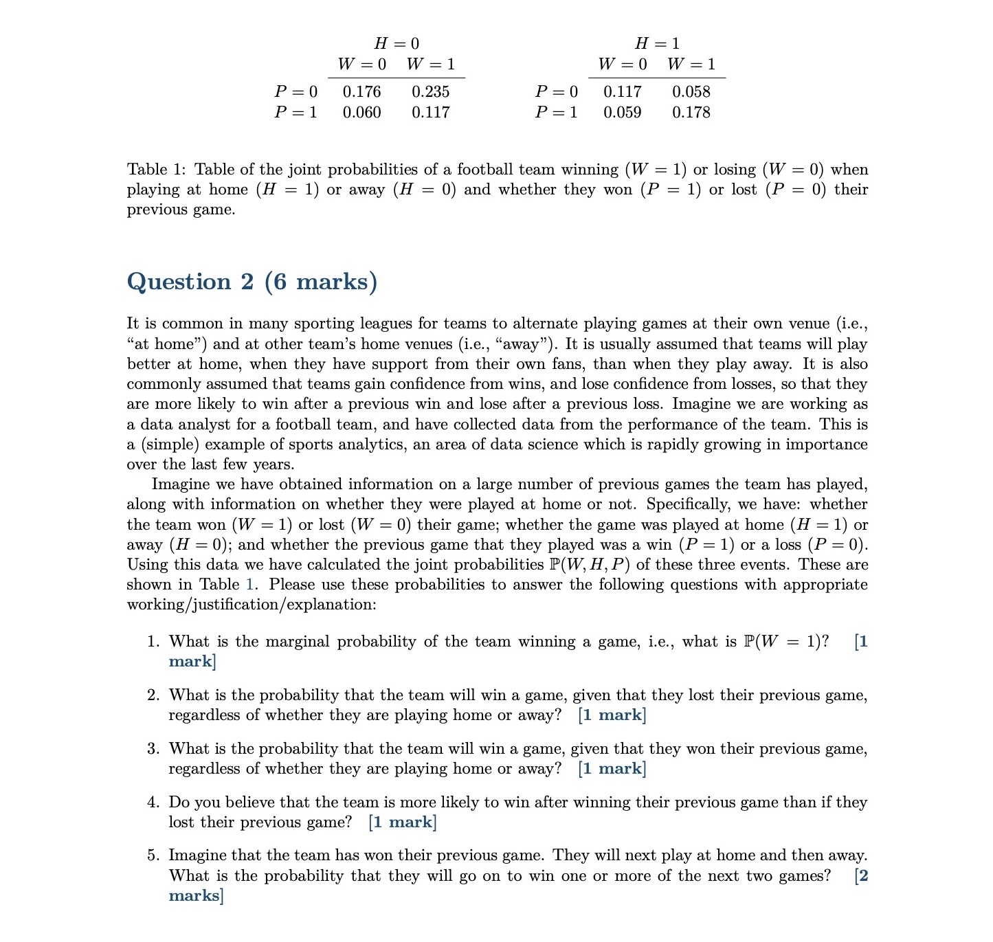 Solved Table 1: Table of the joint probabilities of a | Chegg.com