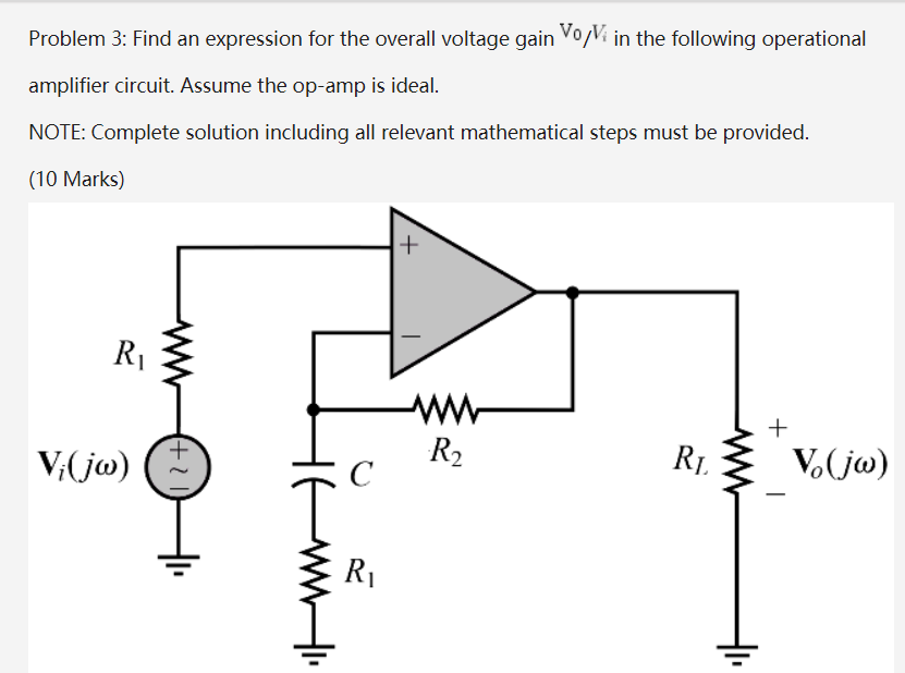 Solved Problem 3: Find an expression for the overall voltage | Chegg.com
