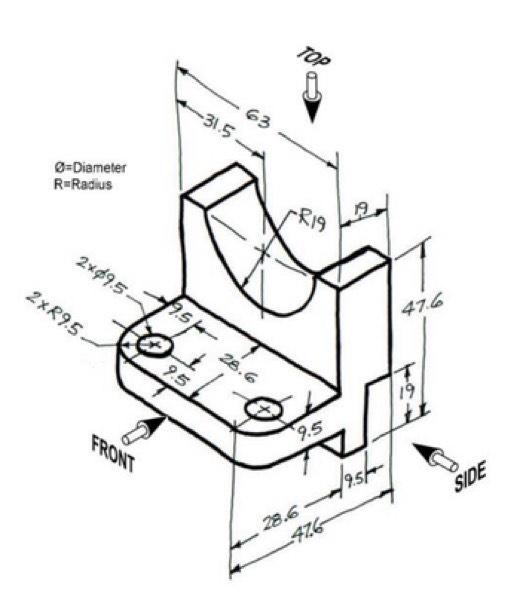 Solved Using the miter line provide the Front View, Top Side | Chegg.com