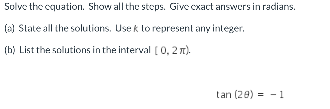 Solved Solve the equation. Show all the steps. Give exact | Chegg.com