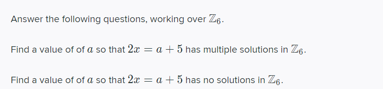 Solved Answer the following questions, working over Ze. Find | Chegg.com