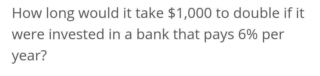 Solved How long would it take $1,000 to double if it were | Chegg.com