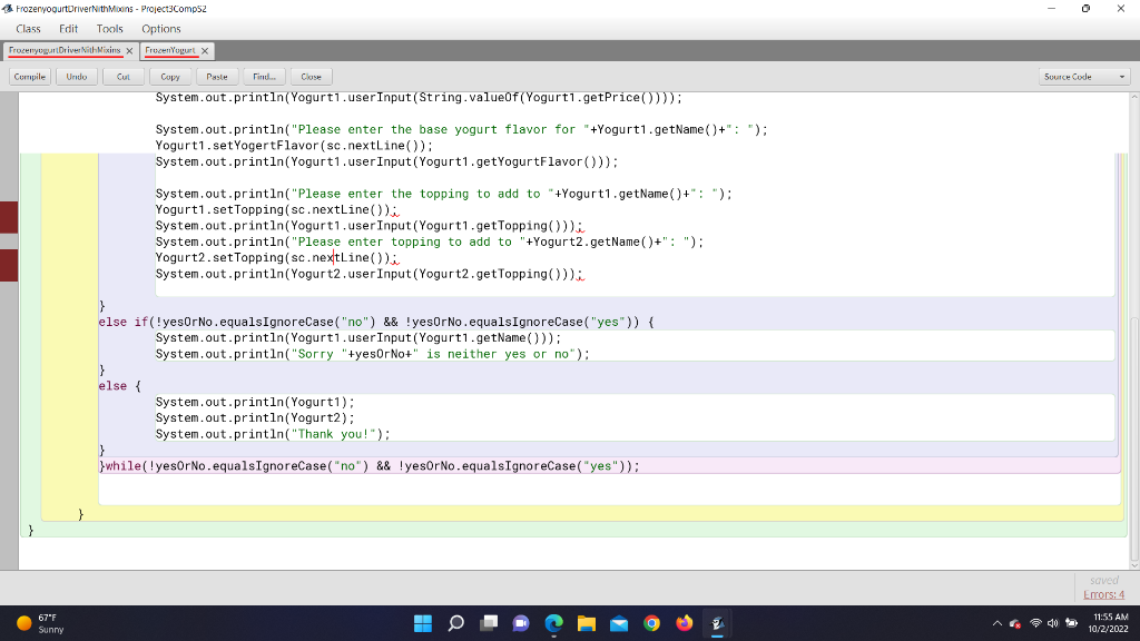 Solved I am getting these two errors in this code and would | Chegg.com
