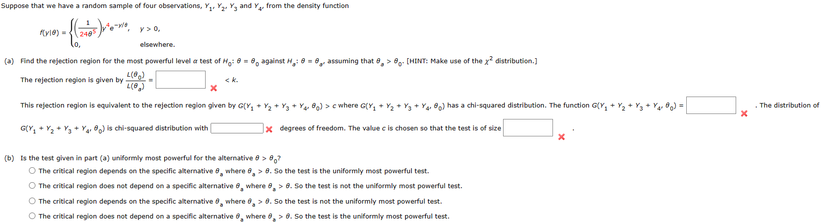 Solved Suppose that we have a random sample of four | Chegg.com