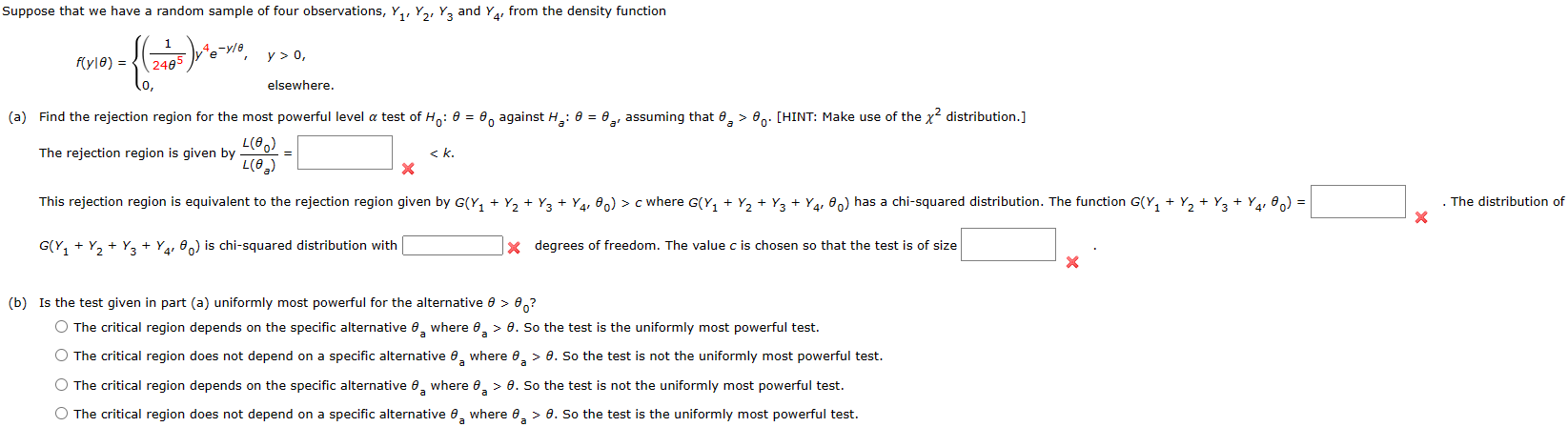 Solved Suppose That We Have A Random Sample Of Four | Chegg.com