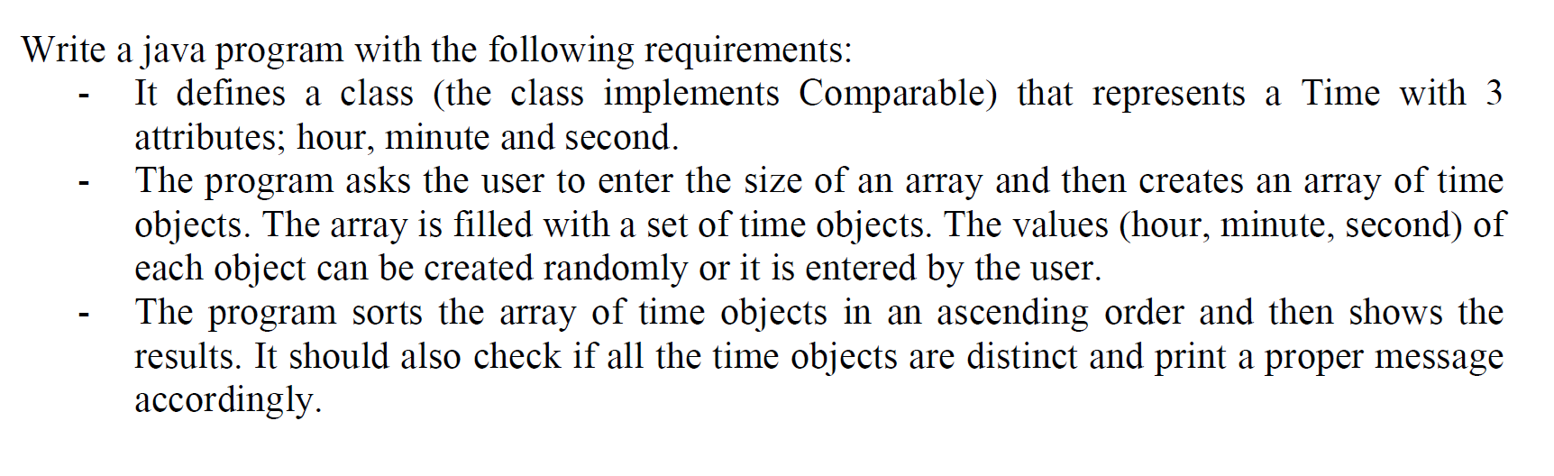 Solved Write a java program with the following requirements: | Chegg.com