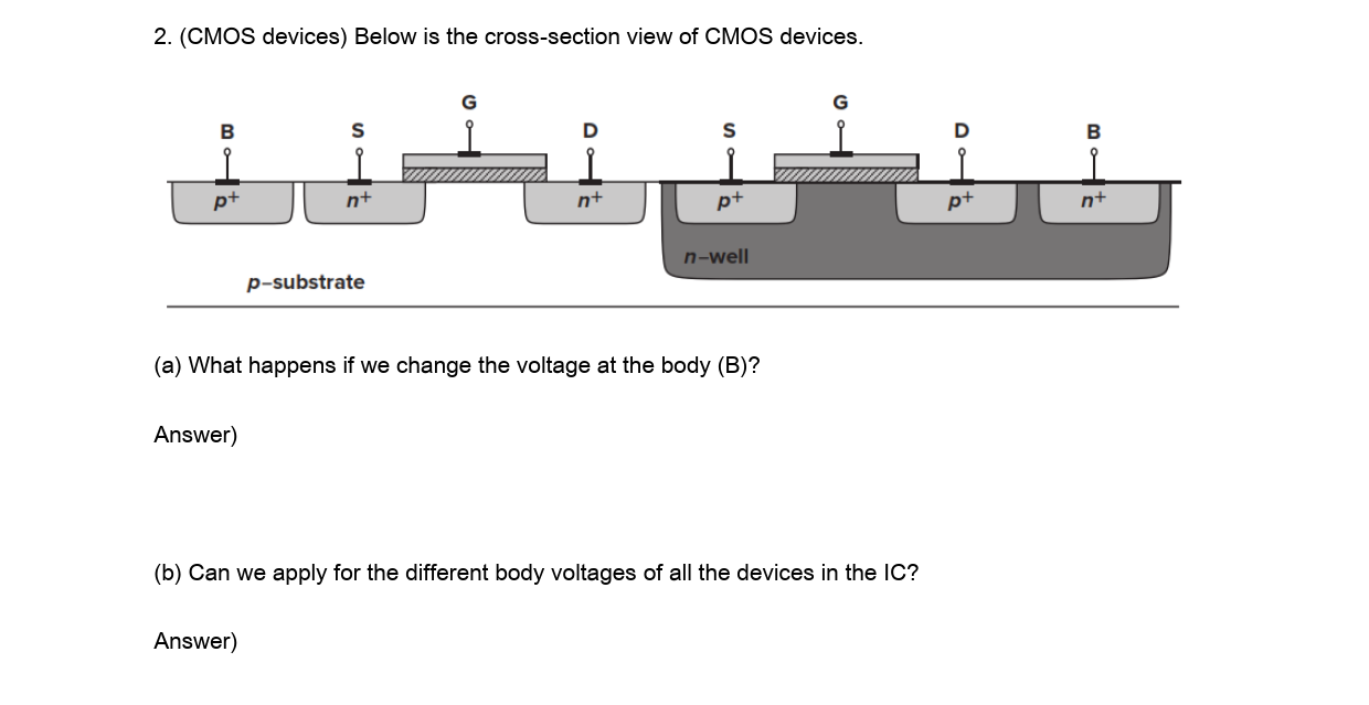 Solved 2. (CMOS devices) Below is the crosssection view of