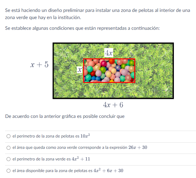 Se está haciendo un diseño preliminar para instalar una zona de pelotas al interior de una zona verde que hay en la instituci