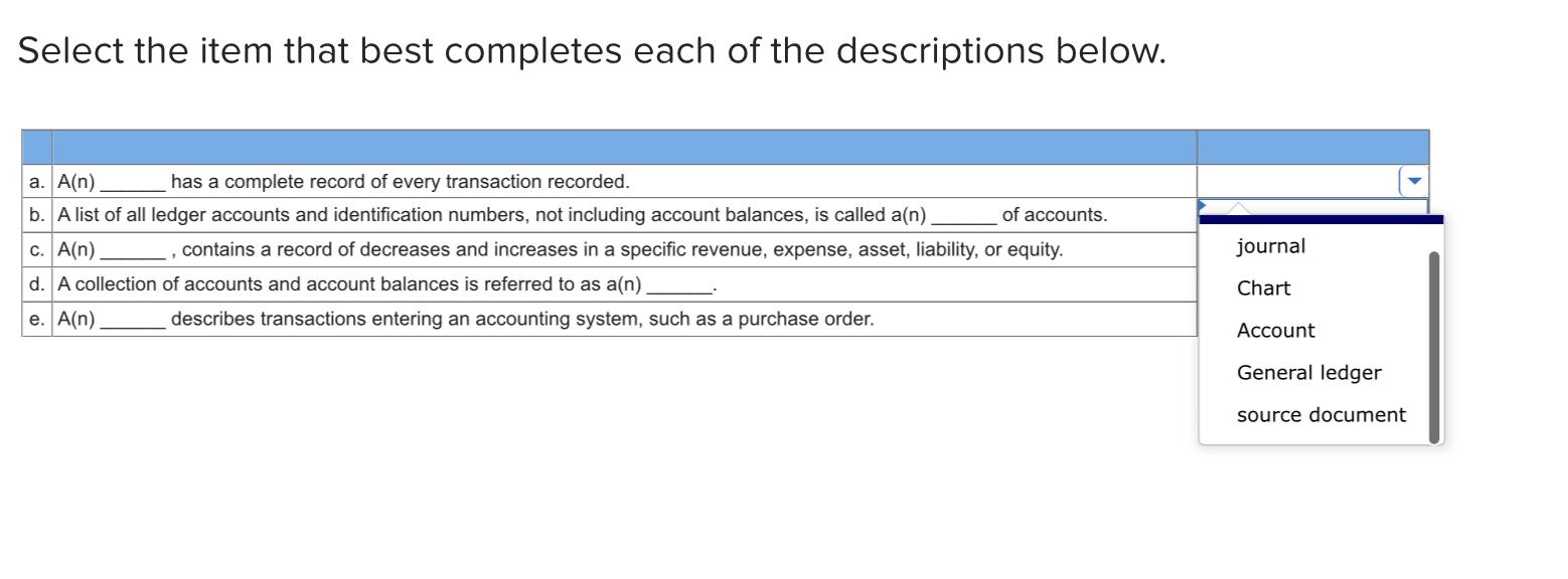 Solved Select the item that best completes each of the