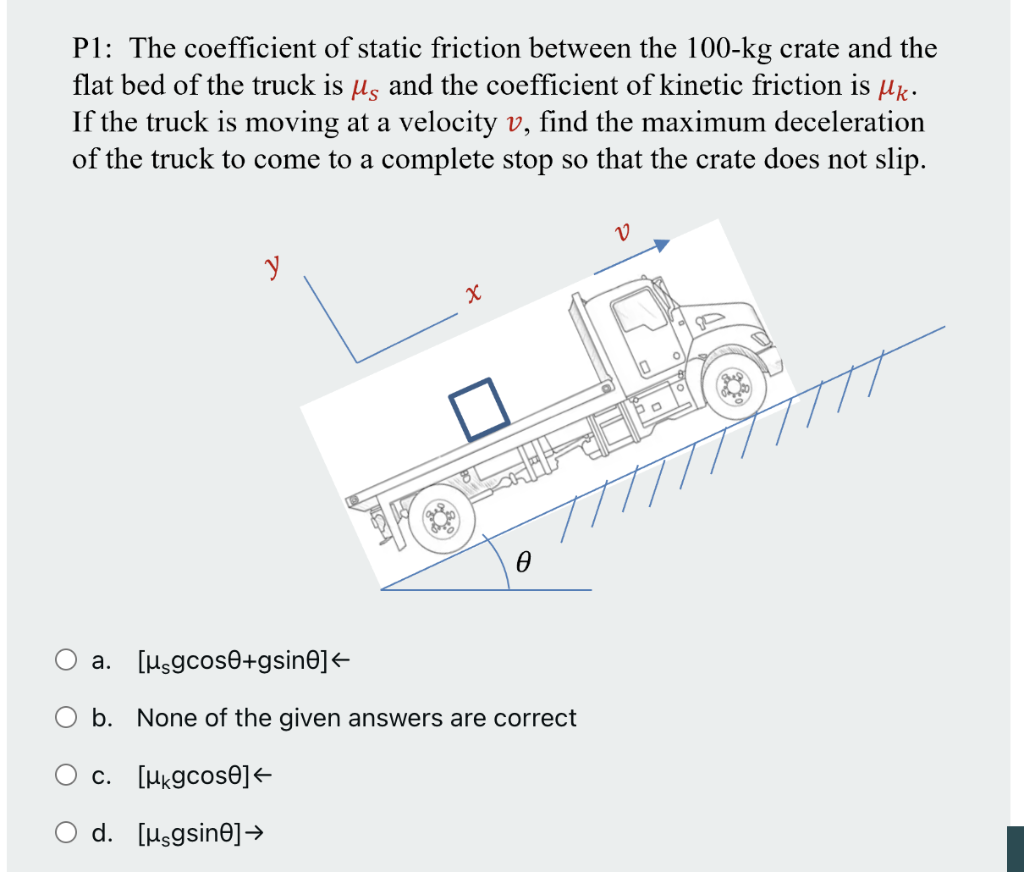 Solved P1: The coefficient of static friction between the | Chegg.com