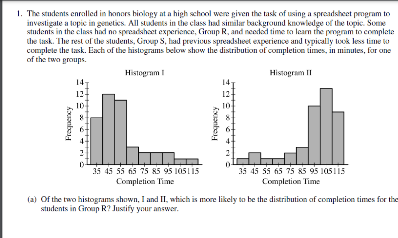 Solved 1. The Students Enrolled In Honors Biology At A High | Chegg.com