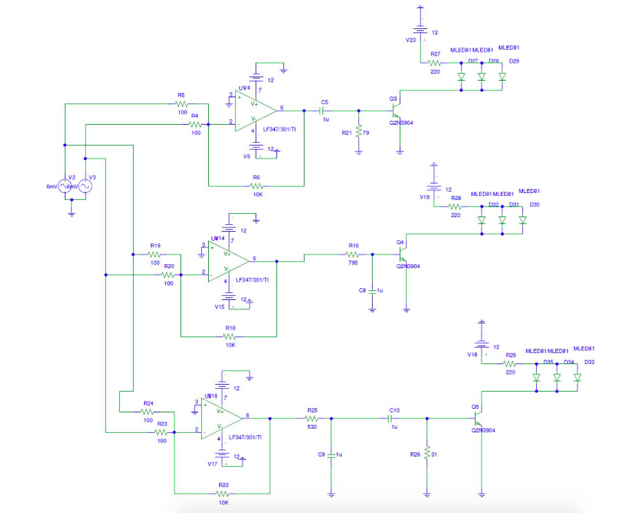 Solved When audio is played through this circuit, LED's | Chegg.com