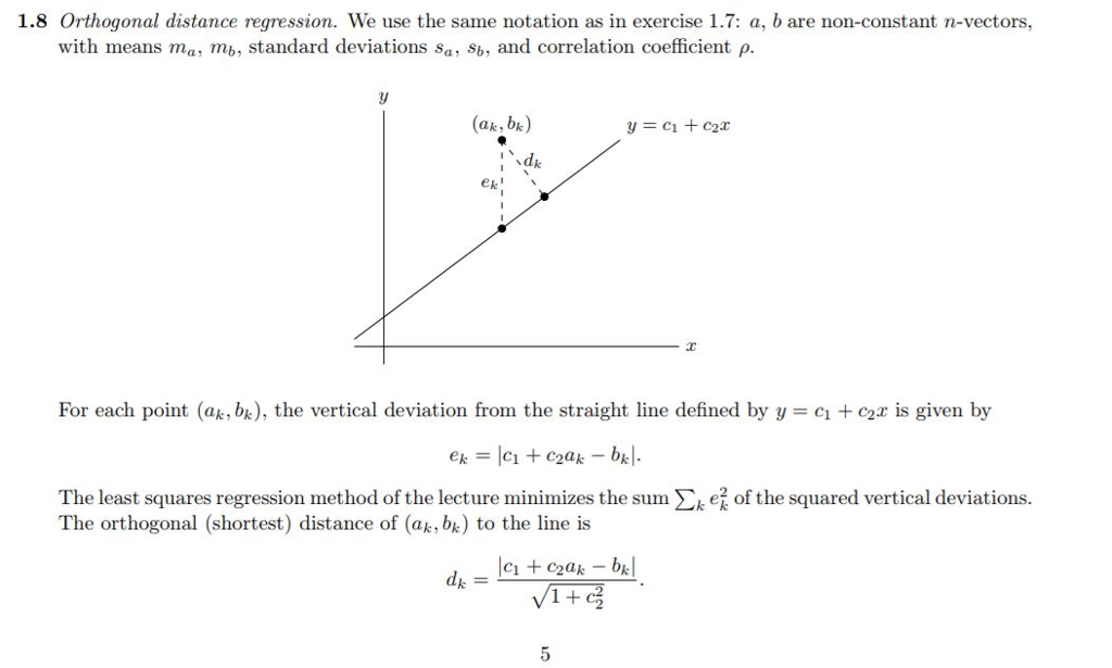 1.8 Orthogonal distance regression. We use the same