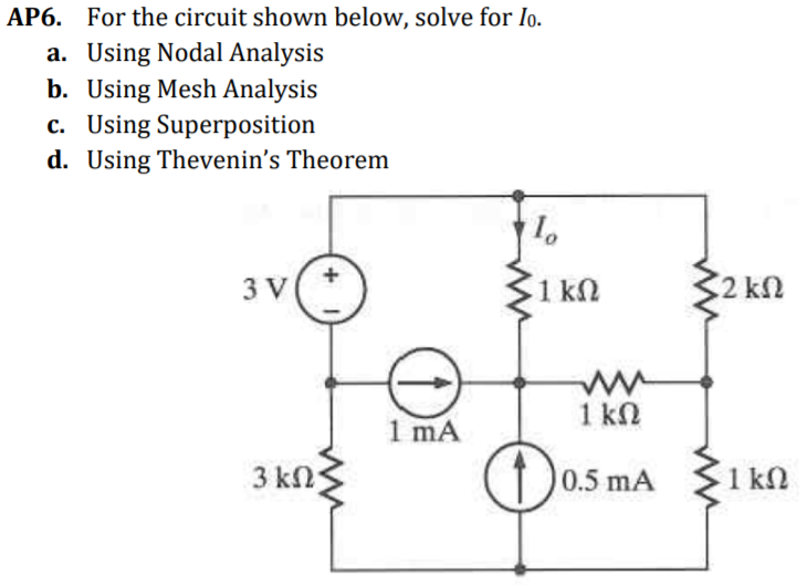 Solved AP6. A. B. C. D. For The Circuit Shown Below, Solve | Chegg.com