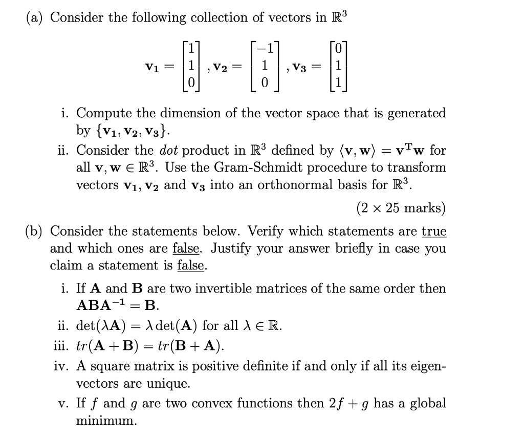 Solved a Consider the following collection of vectors in Chegg